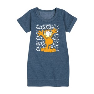 - Garfield - Garfield Repeated Graphic Short Sleeve Fleece Dress - 1 of 4
