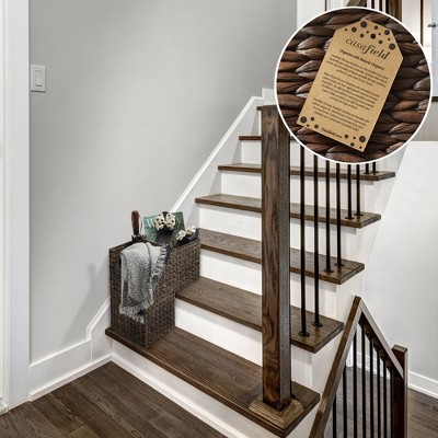 Espresso Seagrass Rectangular Stair Basket with Handles