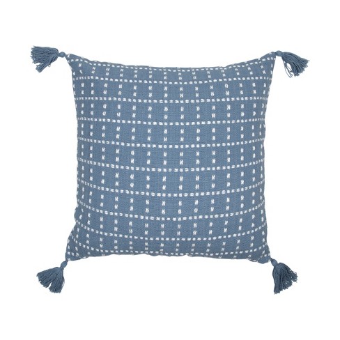 Blue And White Dot 20 X 20 Inch Decorative Cotton Throw Pillow 