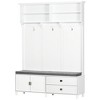 HOMCOM Hall Tree with Storage Bench, Entryway Bench with Coat Rack, Accent Coat Tree with Storage Shelves, Cabinet and Drawers for Hallway, White - 4 of 4