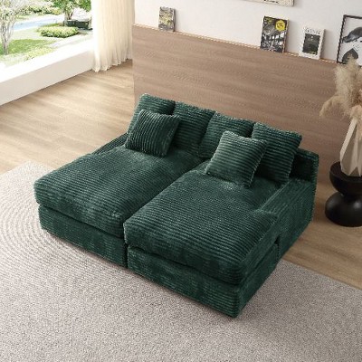 CAVINAS 55" Modern Luxury Sofa Couch, Corduroy Upholstery Sleeper Sofa Bed, for Living Room