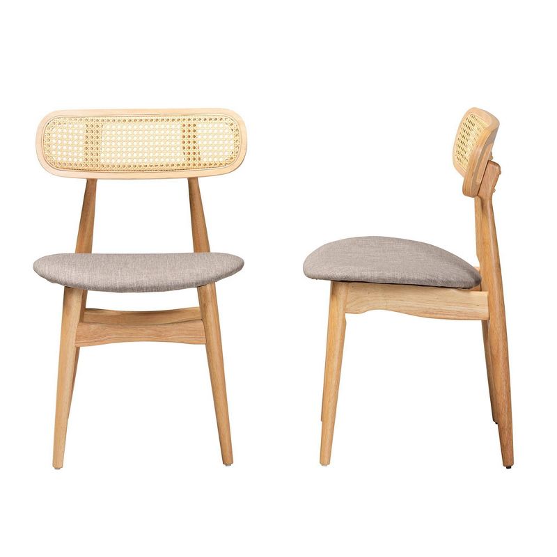 Baxton Studio 2pc Tarana Fabric and Wood Dining Chairs Gray/Natural Oak/Light Brown, 4 of 9