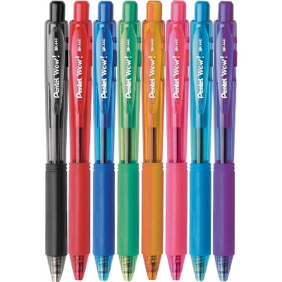 Pentel WOW Retractable Ballpoint Pens Medium Point Assorted 8/Pack 756266