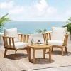 Osparple Outdoor Patio Furniture Set Acacia Wood Sectional Sofa Loveseat with Cushions Wooden Coffee Table for Backyard, Terrace, Garden - 4 of 4