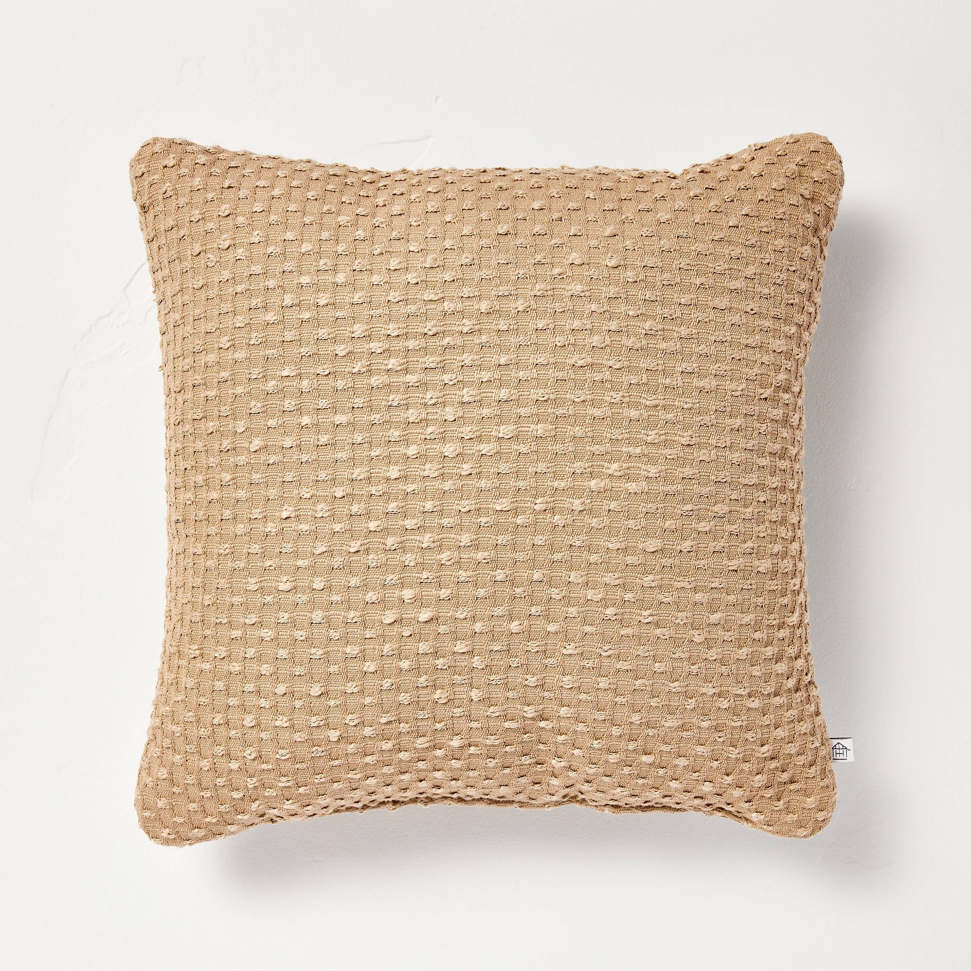 18"x18" Square Throw Pillow Tan Textured - Hearth & Hand™ with Magnolia