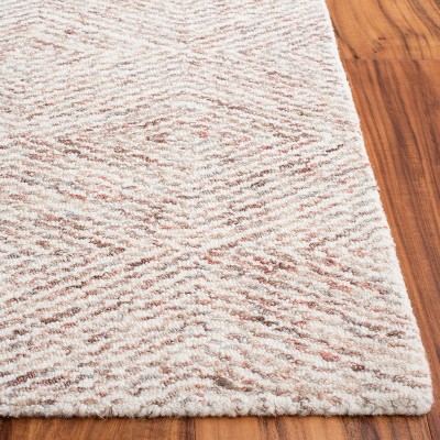 Handmade Rust/Beige Tufted Wool Runner Rug 108" x 27"