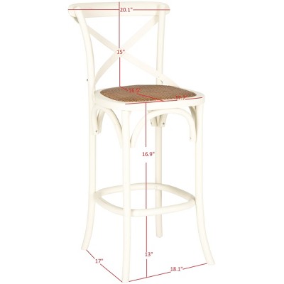 Franklin 44" Antique White Wood Bar Stool with Rattan Seat