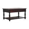 Turned Legs Cherry Console Table, Solid Mango Wood, 2 Drawers, Dark Brown Finish - 3 of 4