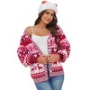 Coolmee Womens Christmas Print Long Sleeve Front Button Down Cardigan Casual Lightweight Sweaters - 2 of 4