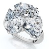 Pompeii3 Certified 6Ct Abstract 3-Stone Diamond Ring 14k White Gold Lab Created - 3 of 4