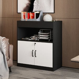 Famapy Modern Office Storage Cabinet Lockable Storage Unit Adjustable Shelf Home Office Organizer Cabinet Black and Whte Design - 1 of 4