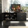 FUFU&GAGA Black Large Storage Cabinet 3 Drawer Cabinet Buffet Sideboard - 2 of 4