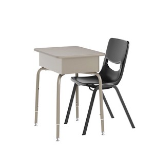 Flash Furniture HERCULES Student Desk with Open Front Metal Book Box, Desktop, and Frame and Heavy-Duty Flex Comfort Classroom Stack Chair - 1 of 4