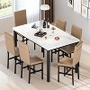 Hooseng 7-Piece Dining Room Table and Chairs Set for 6, Modern Kitchen Table Set with Faux Marble & Metal Frame & 6 PU Leather Chairs - 3 of 4