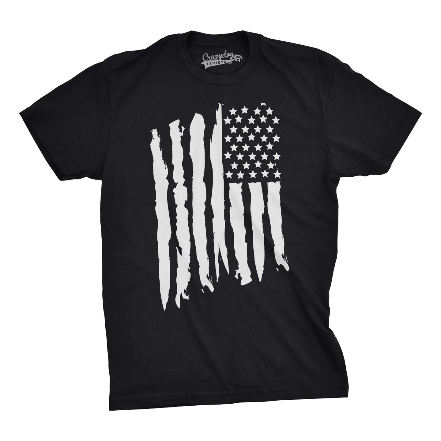 Мужская футболка Crazy Dog T-Shirts, Inc. Vertical Grunge Flag Funny T shirts USA Tees American Novelty Vintage T shirt - Crazy Dog T Shirt For Fourth Of July Black, цвет: Чёрный — фото 1