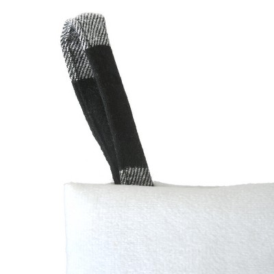 19" Black and White Plaid Christmas Stocking with White Cuff