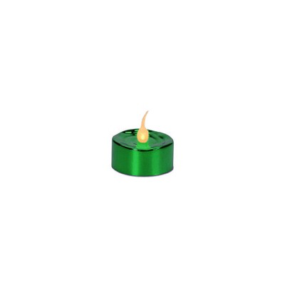 Penn Pack of 4 LED Lighted Battery Operated Flicker Flame Green Christmas Tea Light Candles