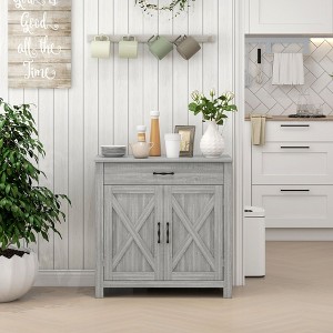 NicBex Farmhouse 2-Doors Sideboard,Kitchen Storage Cabinets with 2 Barn Doors and Drawer for Kitchen,Living room,and Dining Room - 1 of 4