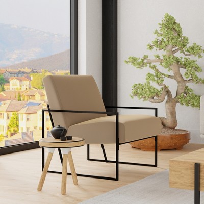 Brown Velvet Metal Frame Modern Accent Chair