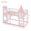 Twin Over Twin Castle Bunk Bed with Ladder, Pink - ModernLuxe - 3 of 4
