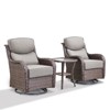Outdoor Swivel Rocker Patio Chairs of 2 with 6 Inch Thick Cushions and Side Table, Swivel Outdoor Chairs 3PCS High Back Wicker Patio Furniture Set - 3 of 4