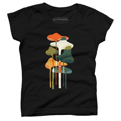 Girl's Design By Humans Artistic Wild Mushrooms Glowing By radiomode T-Shirt