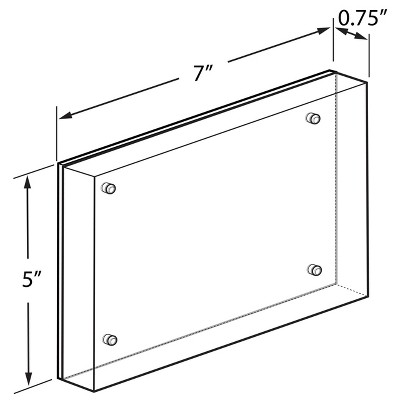 Black Acrylic Magnetic Block Frame with Polished Metal Backing, 5" x 7"