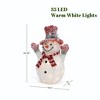 LuxenHome 2Ft Lighted White Tinsel Frosted Snowman with Red Top Hat, Outdoor Holiday Decoration White, Red, Green, Black - 2 of 4