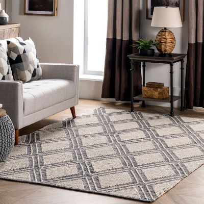 Nuloom Amada Hand Loomed Textured Diamonds Cotton Area Rug, 5' x 8', Beige