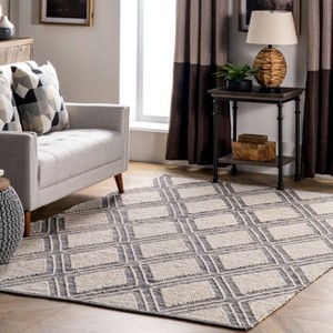 Nuloom Amada Hand Loomed Textured Diamonds Cotton Area Rug, 5' x 8', Beige - 1 of 4