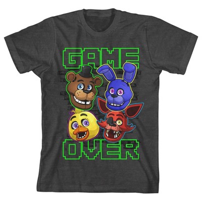 Five Nights At Freddy's Character Group Game Over Boy's Charcoal Heather T-shirt
