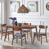 Buylateral 5pc Wave Rectangular Dining Set Walnut/Blue: Extendable Table, Upholstered Chairs - 2 of 4