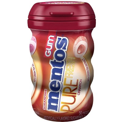 Mentos Pure Fresh Sugar-Free Chewing Gum with Xylitol, Cinnamon - 50 Piece Bottle (Pack of 6)