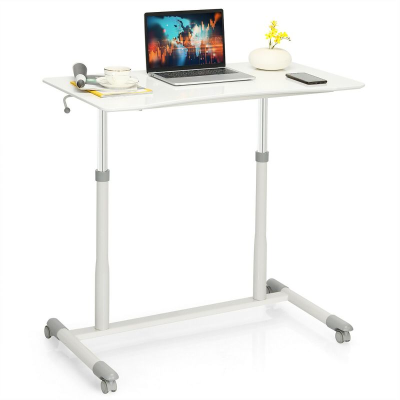 Costway Height Adjustable Computer Desk Sit to Stand Rolling Notebook Table Portable, 1 of 11
