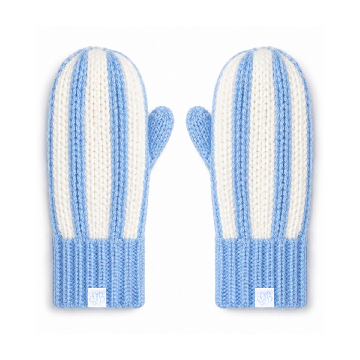Bits & Bows Junior Regatta Striped Mittens, Blue/Ivory
