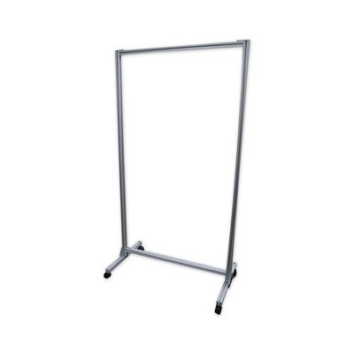 Clear Acrylic Mobile Partition with Aluminum Frame and Thermometer Cutout