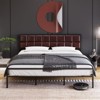 A+ Faux Leather Platform Bed Frame with Upholstered Square Stitched Headboard - 3 of 4