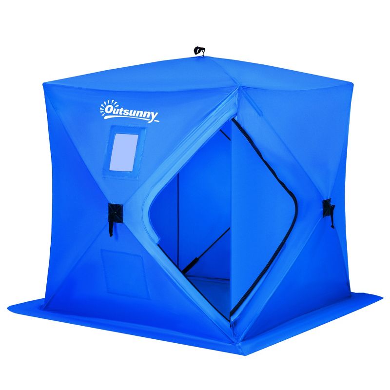 Outsunny 2 Person Ice Fishing Shelter, Waterproof Oxford Fabric Portable Pop-up Ice Tent with Bag for Outdoor Fishing, 4 of 9