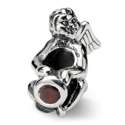 Black Bow Jewelry Sterling Silver January CZ Birthstone, Angel Bead Charm