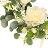 Northlight Peony, Rose and Mixed Foliage Artificial Spring Wreath - 20" - 4 of 4