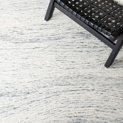 Handmade Dark Grey and Ivory Wool Runner Rug