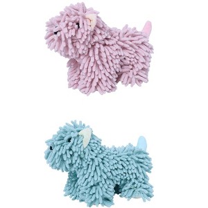 REGALWOVEN 2 Packs Cute Cartoon Dog Shape Soft Absorbent Chenille Hand Towel with Hanging Loop 8" x 10" - 1 of 4