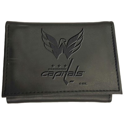 Evergreen NHL Washington Capitals Black Leather Trifold Wallet Officially Licensed with Gift Box