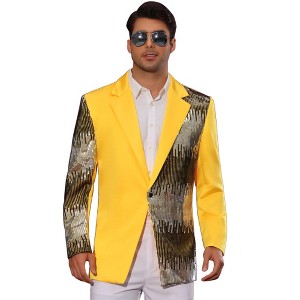 Lars Amadeus Men's Color Block Notched Lapel Party Sequin Blazers - 1 of 4