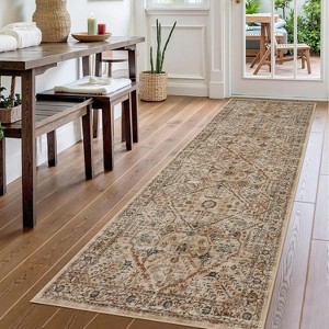 Area Rugs for Living Room Washable, Soft Vintage Neutral Bedroom Rugs Boho Farmhouse Low Pile Non-Slip Indoor Carpet Rugs for Dining Room - 1 of 4
