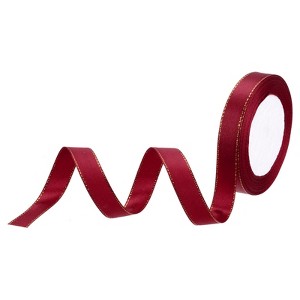 Unique Bargains Double Face Wide Satin Ribbon with Gold Edges for Wedding Bouquet - 1 of 4