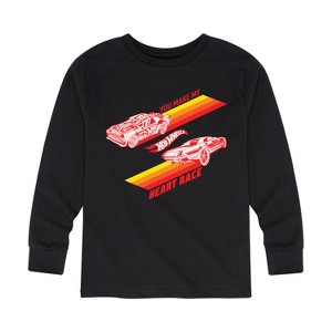 Boys' - Hot Wheels - Valentine's You Make My Heart Race Long Sleeve Graphic T-Shirt - 1 of 4