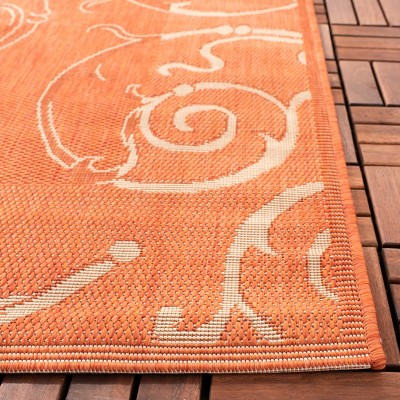 Terracotta/Natural Flat Woven Synthetic Reversible 8' x 11' Rug