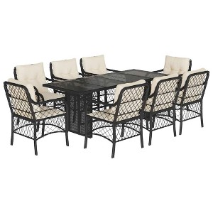 vidaXL Garden Dining Set Black, Cream White - 1 of 4