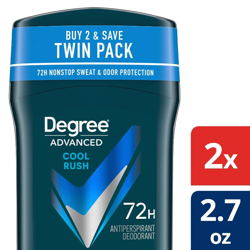 Degree Men Advanced Motionsense Cool Rush 72-Hour Antiperspirant &#38; Deodorant - 2.7oz/2pk, 1 of 8